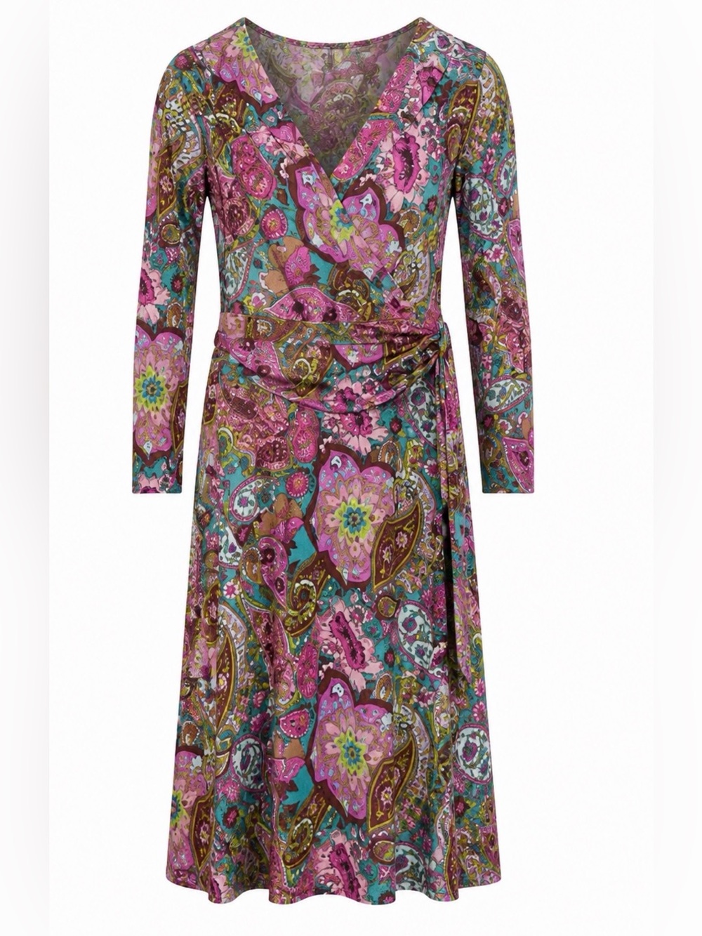 Kay Unger Women's Pink Paisley Faux Wrap Dress. Sz 8